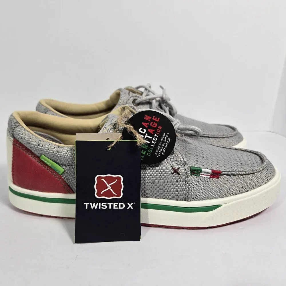 Twisted X® Mens 8.5 Casual Light Grey Mexican‎ Flag Kick Shoes MCA0054 Heritage
